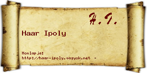 Haar Ipoly névjegykártya